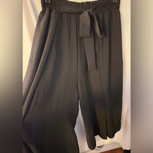 White Birch Elegant Black Wide Leg Pants with Slit